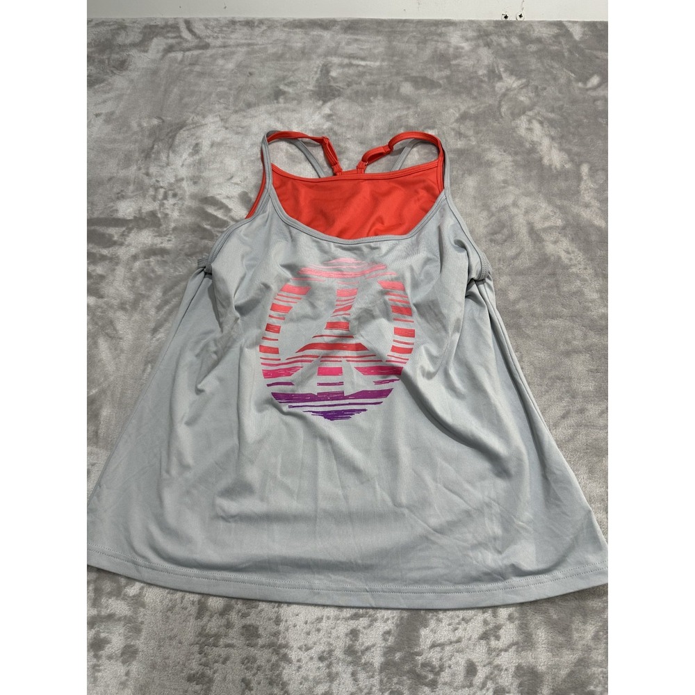Old Navy Active Tank Top Womens Size Large Inner Sports Bra‎ Lined Peace Symbol